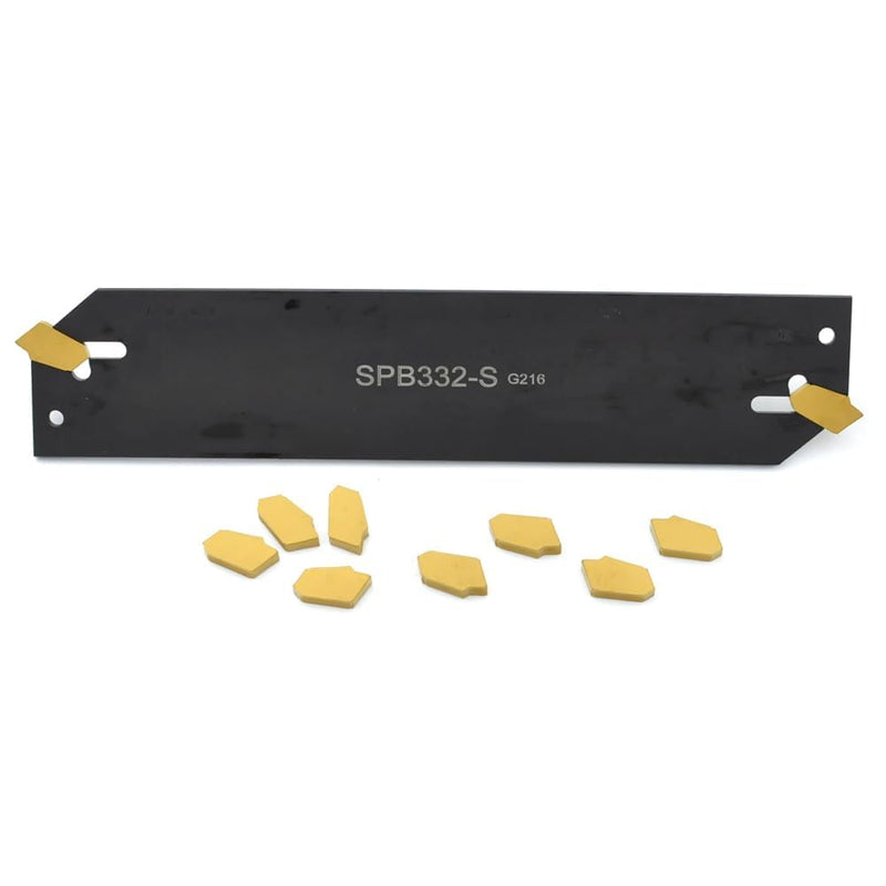 SPB332-S/SPB32-3 Parting Blade with 10 pcs GTN-3 Carbide Inserts Parting Grooving Cut-Off Tool Set, Slotted Tool SPB3-32 Set