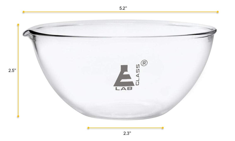 EISCO Evaporating Basin, 500ml - Flat Bottom, with Spout - Borosilicate 3.3 Glass - Mixing Dish Bowl, Laboratory, Kitchen, Crafts