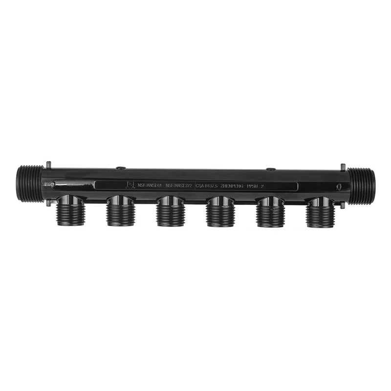 EFIELD 6 Port Poly Manifold, 3/4" Trunk with 3/4" Male NPT Adapter Connection, 1/2" Male NPT Ports (6 Ports),