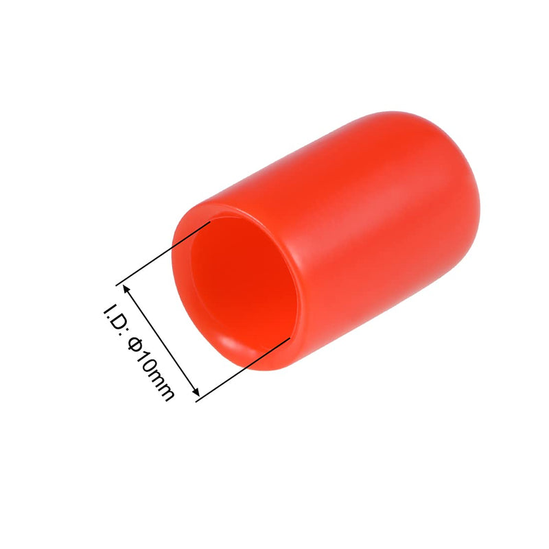 uxcell 100pcs Rubber End Caps 10mm ID Vinyl Round Tube Bolt Cap Cover Thread Protectors Red