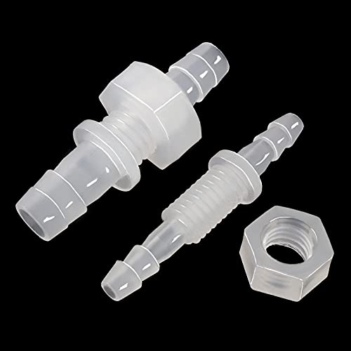 JoyTube 3/8" Hose ID barb Thru-Bulk Bulkhead Fittings Union Adapter Plastic Fittings with Stainless Steel Washers for Aquarium Water/Fuel/Air (Pack of 2) 3/8 Inch