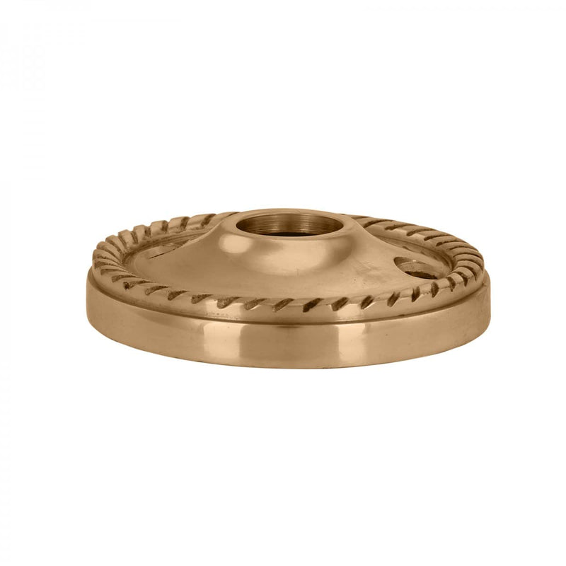 Renovators Supply Manufacturing Brass Victorian Door Knob Rosettes Pair 2.5" W Backplate Roped Design Cabinet Knob Back Plate Hardware RSF Finish Roses Protective Furniture Hole Covers with Screws Roped Brass-Pack of 1