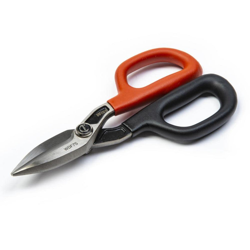 Crescent Wiss 7" Straight Pattern Tinner Snips - Tin Snips for HVAC & Sheet Metal Cutting - With Drop-Forged Steel Blades, Adjustable Pivot Bolt & Durometer Grips - Metal Snips - WDF7S