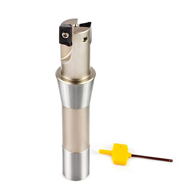 OSCARBIDE 1" Indexable End Mill R8 Shank 5-27/32" Length 2 Flutes 90° AP16 | 2 APKT1604 Carbide Inserts | Nickel Plated | Square Shoulder Milling | Smooth Finish | Long-Lasting Durability