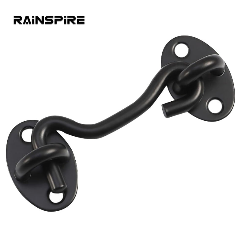 Rainspire (2 Pack) 4 Inch Privacy Hook and Eye Latch for Barn Door, Stainless Steel Gate Latch Barn Door Lock Cabin Hooks for Gate Shutters Window Slide Barn Shed Cabinet Bathroom, Black 4 Inch Black
