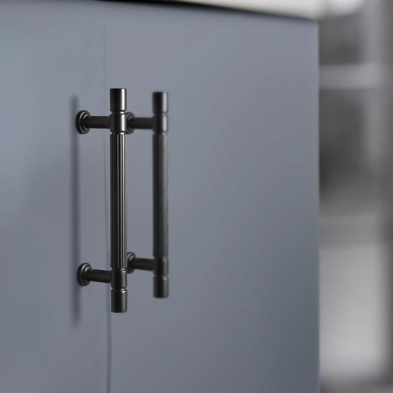 Goo-Ki Black Zinc Alloy Cabinet Handles 6 Pack - 5''(128mm) Hole Center Affordable Luxury Cabinet Pull Hardware for Bedroom, Kitchen, 9621 5'' Hole Center
