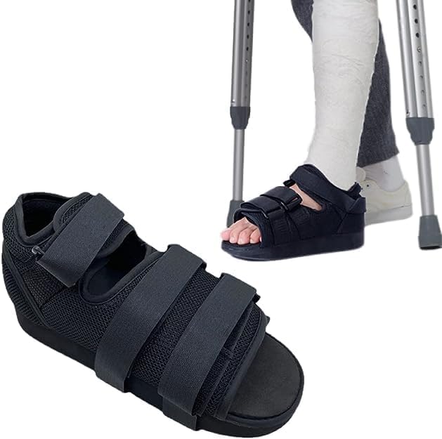 Post Op Shoe Walking Boot Brace Orthopedic Sandal Broken Surgical Foot Rehabilitation Recovery Shoe with Adjustable Strap for Women Men Injured Foot Fracture fits Either Left or Right Foot 1 Piece M 28x10.5 cm