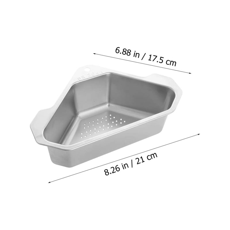 DOITOOL Stainless Steel Sink Basket Triangle Corner Strainer 9.64X6.88X3.14 Inch Hanging Kitchen Sink Draining Basket Food Waste Strainer and Storage Organizer