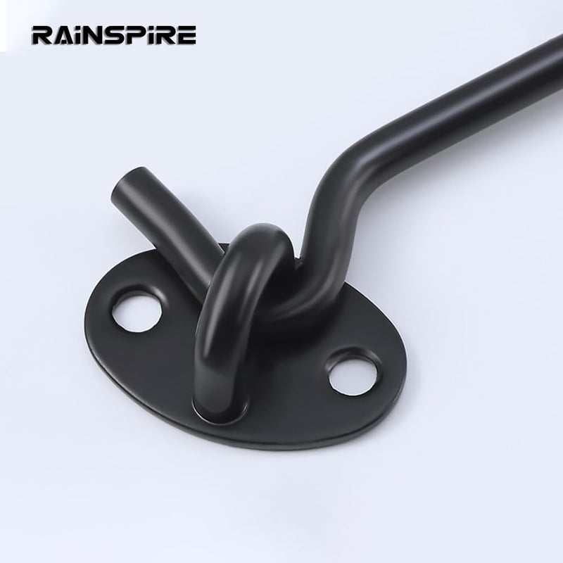 Rainspire (2 Pack) 4 Inch Privacy Hook and Eye Latch for Barn Door, Stainless Steel Gate Latch Barn Door Lock Cabin Hooks for Gate Shutters Window Slide Barn Shed Cabinet Bathroom, Black 4 Inch Black