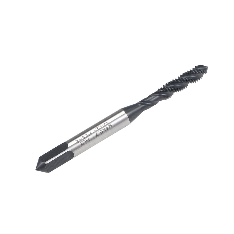 uxcell M4 x 0.7 Spiral Flute Thread Tap, Metric Machine Threading Tap HSS Nitriding Coated, Round Shank with Square End, H2 Tolerance, 2pcs M4 x 0.7mm