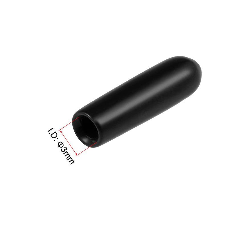 uxcell 100pcs Rubber End Caps 3mm ID Vinyl Round Tube Bolt Cap Cover Screw Thread Protectors Black