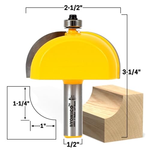 YONICO Cove Router Bits Edge Forming 1-Inch Radius 1/2-Inch Shank 13160