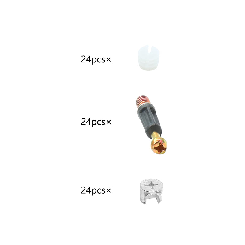 24 Set 35mm Cam Screw Cam Dowel for Furniture Connecting, 3 in 1 Cam Lock Nut Set 15mm Cam Connector Bolt Fitting Cabinet Pre-Inserted Nut for Drawer Dresser 35mm-24Pcs