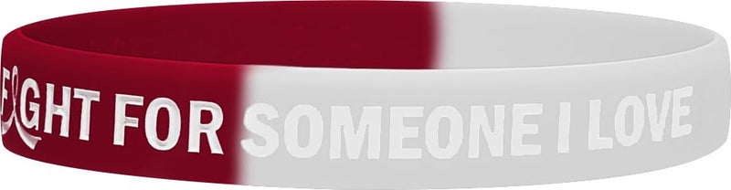 In the Fight for Someone I Love Silicone Wristband Bracelet for Cancer & Cause Awareness (10 Pack) Burgundy & White