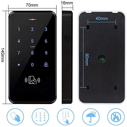 JASAG Complete Access Control Set, 125KHz Fully Waterproof RFID Keypad(3000 Users Capacity) + 180KG/380lbs Magnetic Door Lock + DC12V 3A Power Supply + Release Button and 10PCS Key Cards, Outdoor