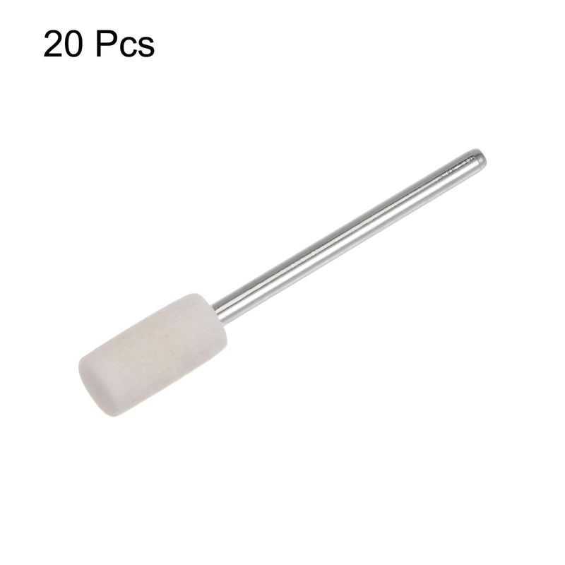 HARFINGTON 20pcs Wool Felt Mounted Mandrel Points 6mm Head 1/10 Inch Shank Cylinder Polishing Bits Burrs Felt Polishing Buffing Wheel for Rotary Tool 6mm x 12mm