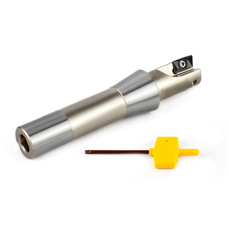 OSCARBIDE 1" Indexable End Mill R8 Shank 5-27/32" Length 2 Flutes 90° AP16 | 2 APKT1604 Carbide Inserts | Nickel Plated | Square Shoulder Milling | Smooth Finish | Long-Lasting Durability