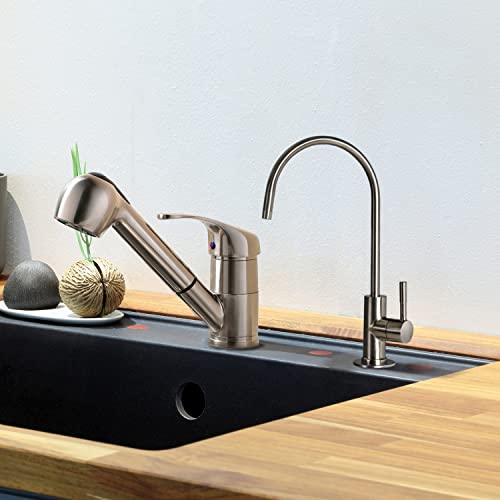 iSpring GA1-BN Drinking Water RO Faucet for Kitchen Sink, Heavy-Duty Lead-Free Reverse Osmosis Faucet for RO Water Filtration System, Non-Air Gap 100% Stainless Steel RO Faucet, Brushed Nickel Finish - NewNest Australia