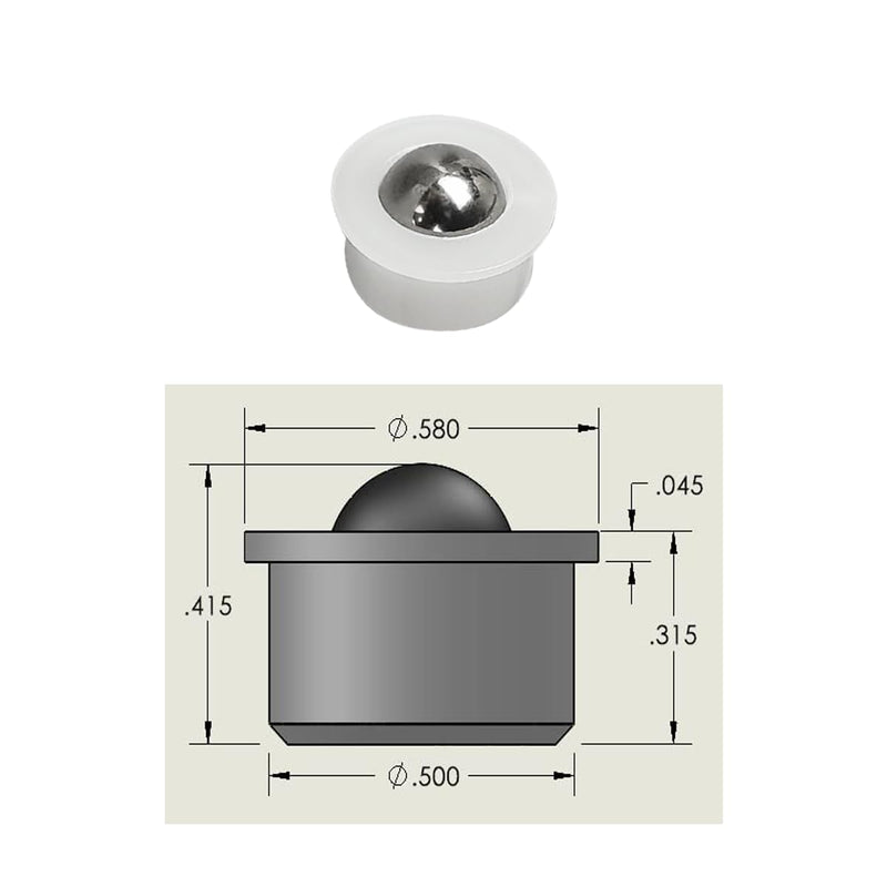 20 Pieces Small Ball Transfer Bearing Mini Table Conveyor Roller Bearings 1/3inch (Nylon and Stainless Steel)