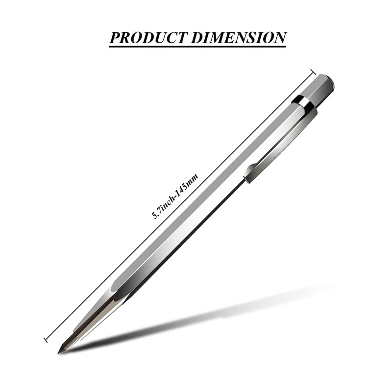 Tungsten Carbide Tip Scriber Marking Engraving Pen for Stainless Steel, Ceramics and Glass Carving (Silver) Silver