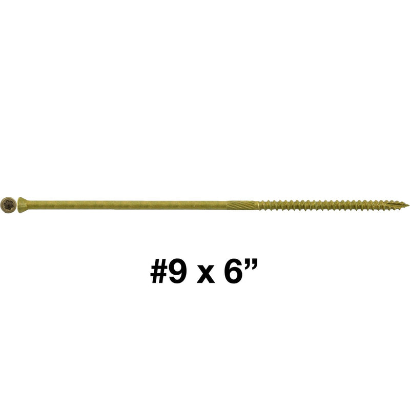 #9 x 6" Bronze Star Exterior Coated TRIM HEAD Wood Screw Torx/Star Drive Head - Multipurpose Exterior Coated Torx/Star Drive Wood Screws - (1 POUND - 43 Approx. Screw Count)