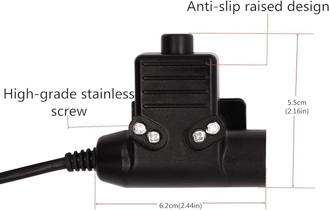Tactical Headset U94 PTT Adapter U174 7.0mm Plug TP120 Push to Talk Button Connector Cable for UV-9R Pro 8W UV-9G Plus GT-3WP BF-9700 BF-A58 UV-5S UV-XR GMRS Radio (Civilian Wiring Type) Civilian Wiring Type