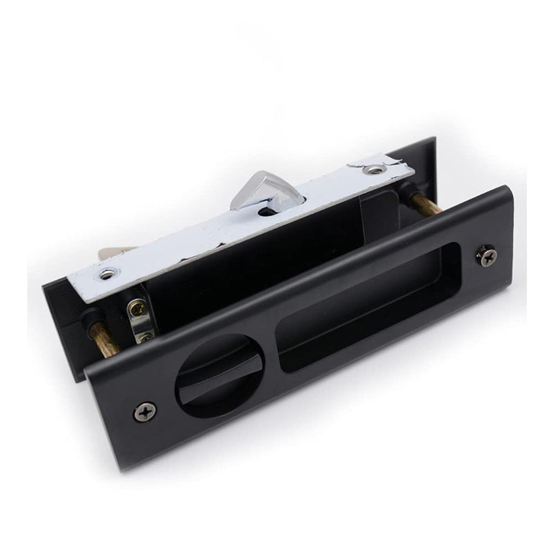 6.3” Privacy Pocket Door Lock Hardware,Invisible Door Handle with Keys,Recessed Door Handle for Pocket Sliding Door Lock Furniture Hardware,Matte Black 1 Pack
