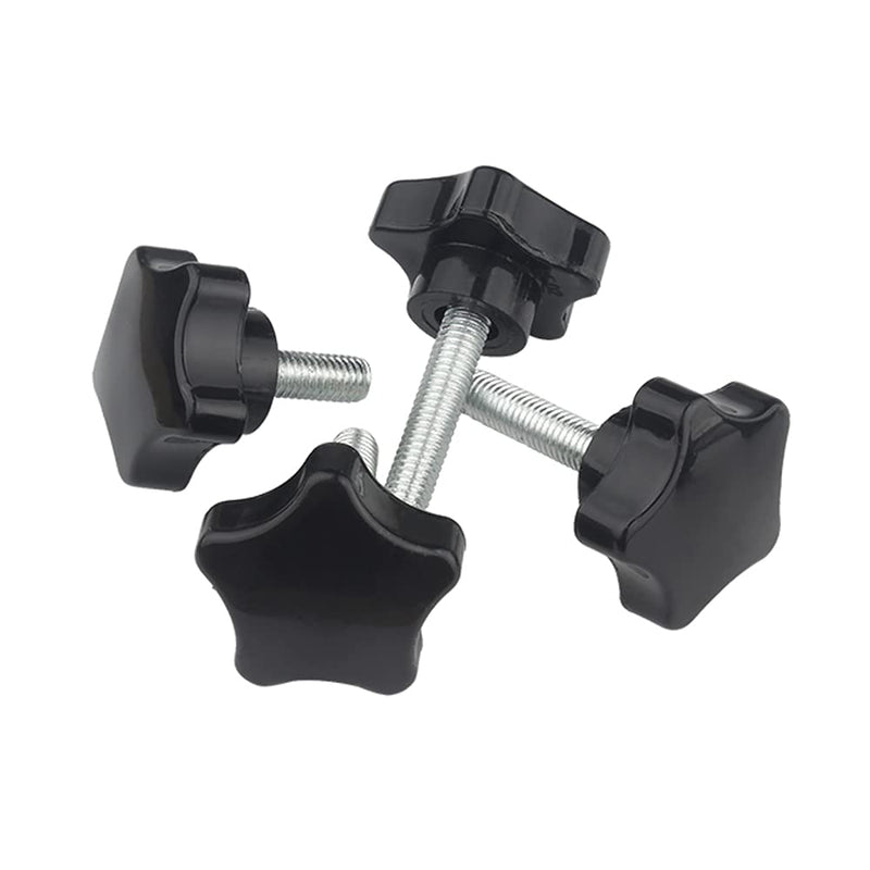 4 Pcs M10 x 50mm Star Clamping Knob Grip Thumb Screw Head Diameter 38mm Knobs Nut Screws Tightening Thread Replacement Machine Handle M10x50mm(4Pcs) Black
