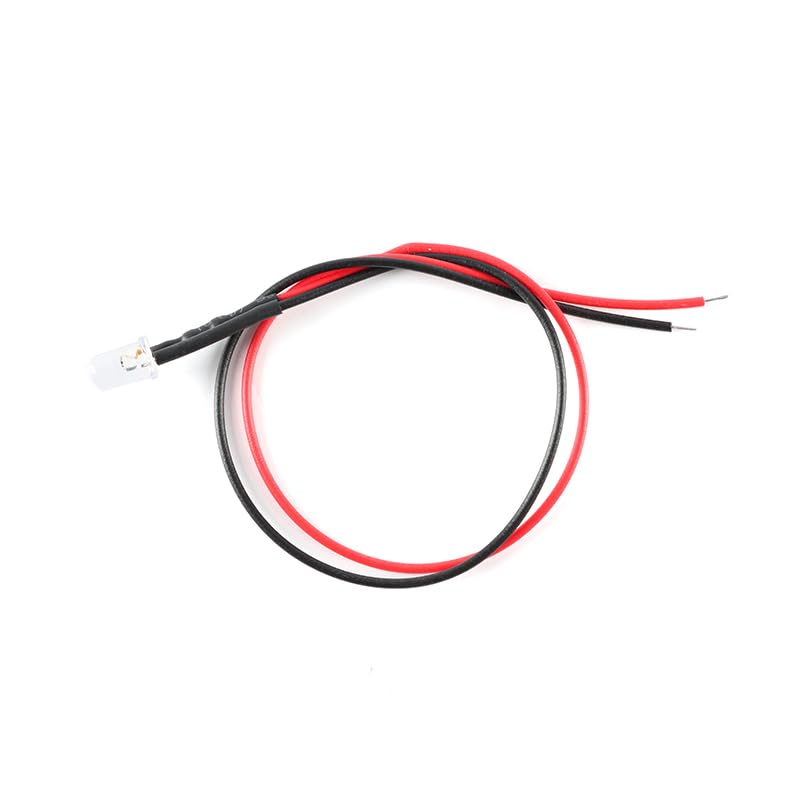 3mm LED Diode 12 Volt LED Lights with 20cm Wire for Signal Indication, Toy Cars, Mini LED Lights 5-12V,100000 Hours Lifespan Orange Flash 50PCS