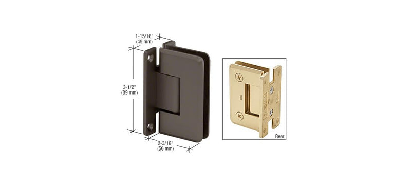 CRL Pinnacle 037 Series Oil Rub Bronze Wall Mount Full Back Plate Standard Hinge