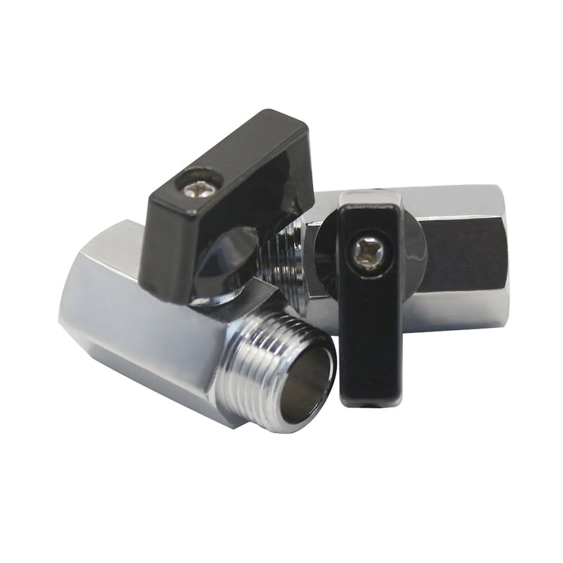 Showerhead Shut Off Valve Brass Chrome Plating Mini Ball Valve 1/2" NPT Female x 1/2" NPT Male Thread Water Flow Control Valve Regulator Chrome Shower Head Flow Control Valve