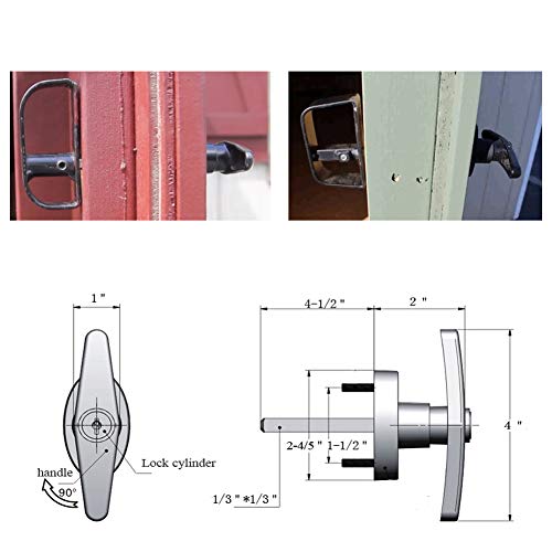 6" T-Handle Lock kit Shed Door Lock with samed Keys and Screws Playhouse & Chicken Coop Door Lock 6" T-Handle 1kit