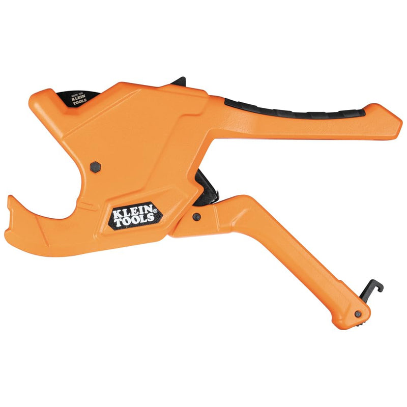 Klein Tools 50044 Ratcheting PVC Pipe Cutter Tool, 1-1/4 Inch I.D. Cutting Capacity for PVC, CPVC, and PEX Pipes, One-Handed Blade Retraction