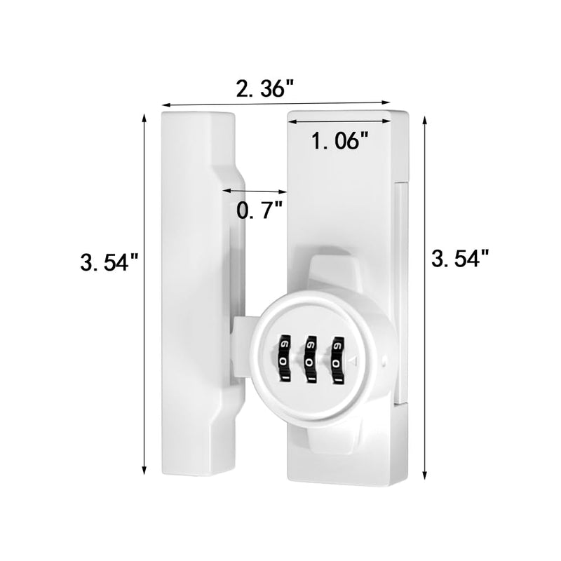 INIRET 2 Packs White Mechanical Password Lock for Barn Doors, Keyless Entry to Protect Privacy, 3-Digit Combination Flip Latch - Suitable for Windows, Cabinets, Bathroom, and Sliding Doors
