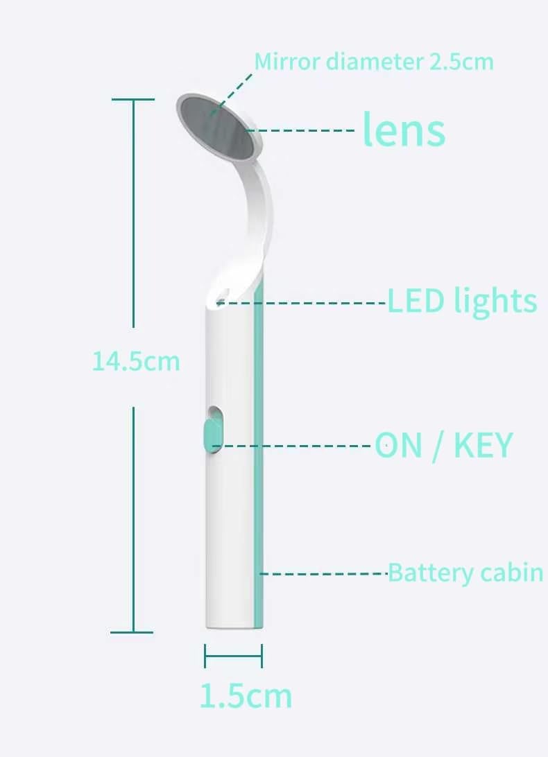 Dental Mirror with Light,Teeth Inspection LED Mirror,Anti-Fog Mouth Mirror,Dentist Plaque Removal Oral Care Tool-Dental Cleaning Kit White