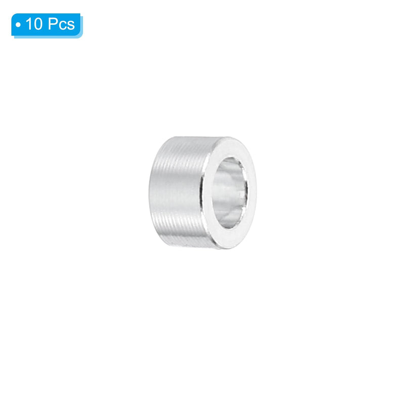 PATIKIL M3 Aluminum Spacers, 10 Pcs Metal Spacer Aluminum 3.1mm ID x 5mm OD x 3mm L Aluminum Spacer Screw Standoff Round for M3 Screw Bolts