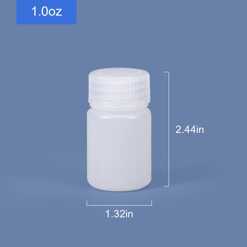 1 oz Wide Mouth Lab Reagent Bottle, Laboratory Grade Chemical Container, Sealed Leak-proof Translucent HDPE Bottle, Pill Bottle, Water Sample Bottle(5 Pcs) 1oz(30ml)