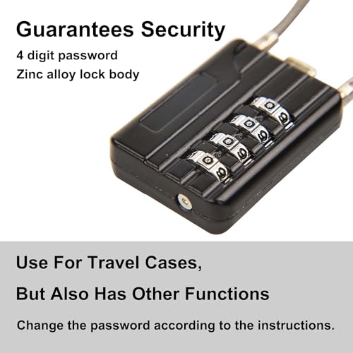 SEPOX® Versatile Twins Resettable 4-Digit Combination Padlock with Extrem Long Cable – Personalized Password, Durable Vinyl Steel Cable, Multipurpose Lock for Suitcase, Gym – Black 32cm Cable 32cm2pcs