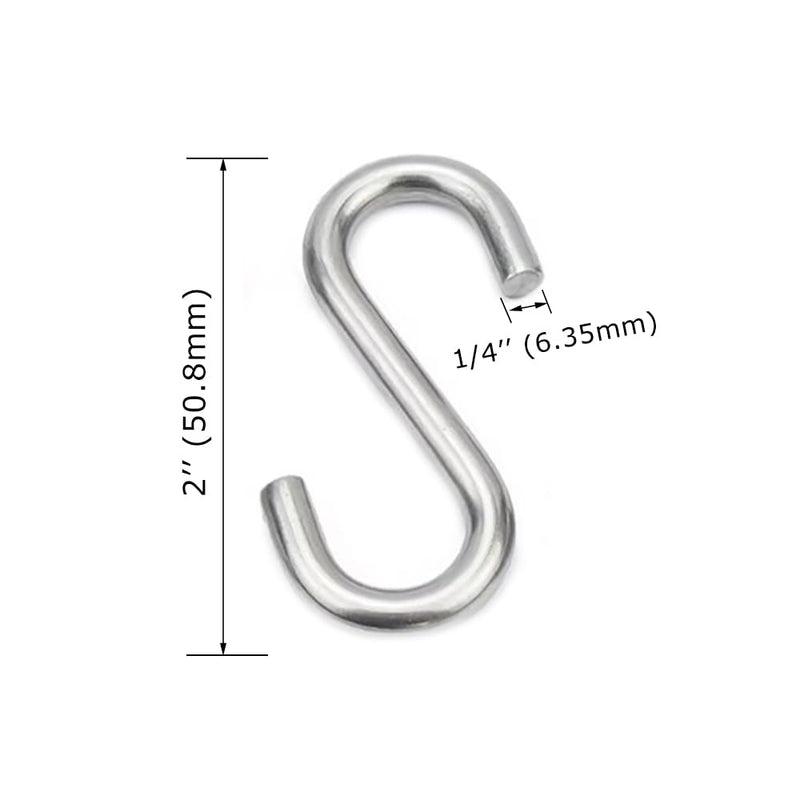Heavy Duty Garage Door S Hook for Extension Springs & Hanging – 1/4” x 2” – Multi-Purpose Metal Hooks for Chains, Lights & Storage (2 Pack)