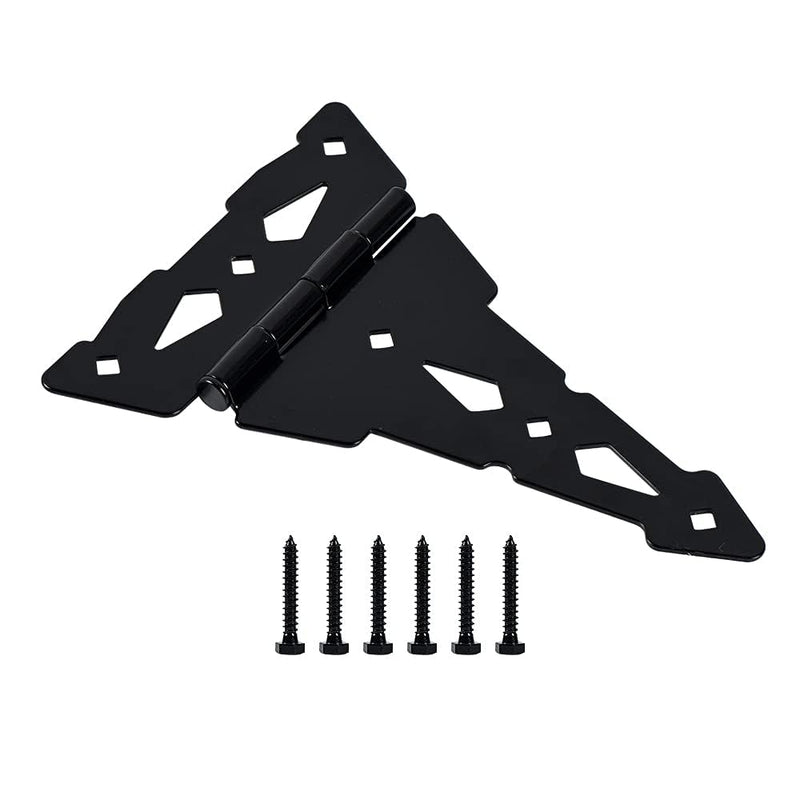 HOME MASTER HARDWARE 8 Inch Heavy Duty Decorative T Hinge Shed Storage Gate Barns Tee Hinges with Screws Black Finish 4 Pack