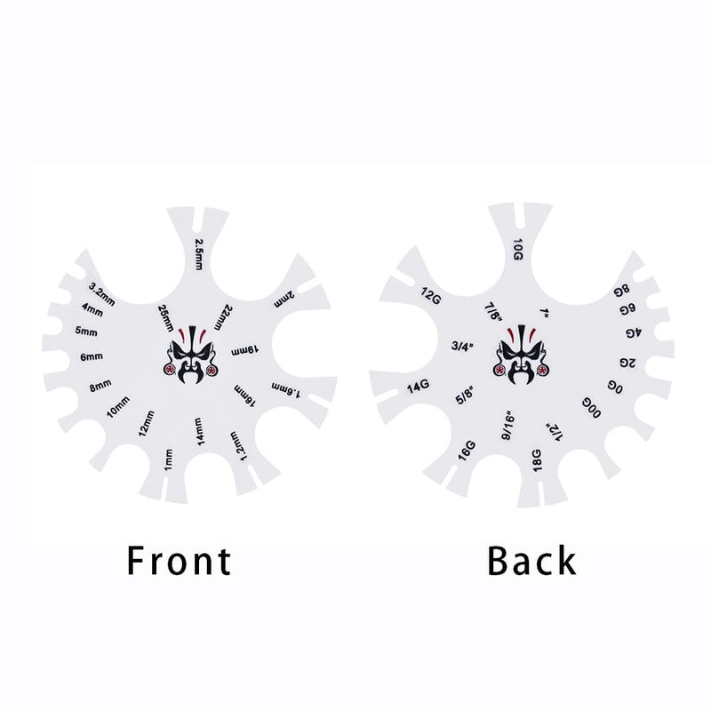 COOEAR Acrylic Piercing Gauge Measurement Wheel 18G-1 Inch. rule