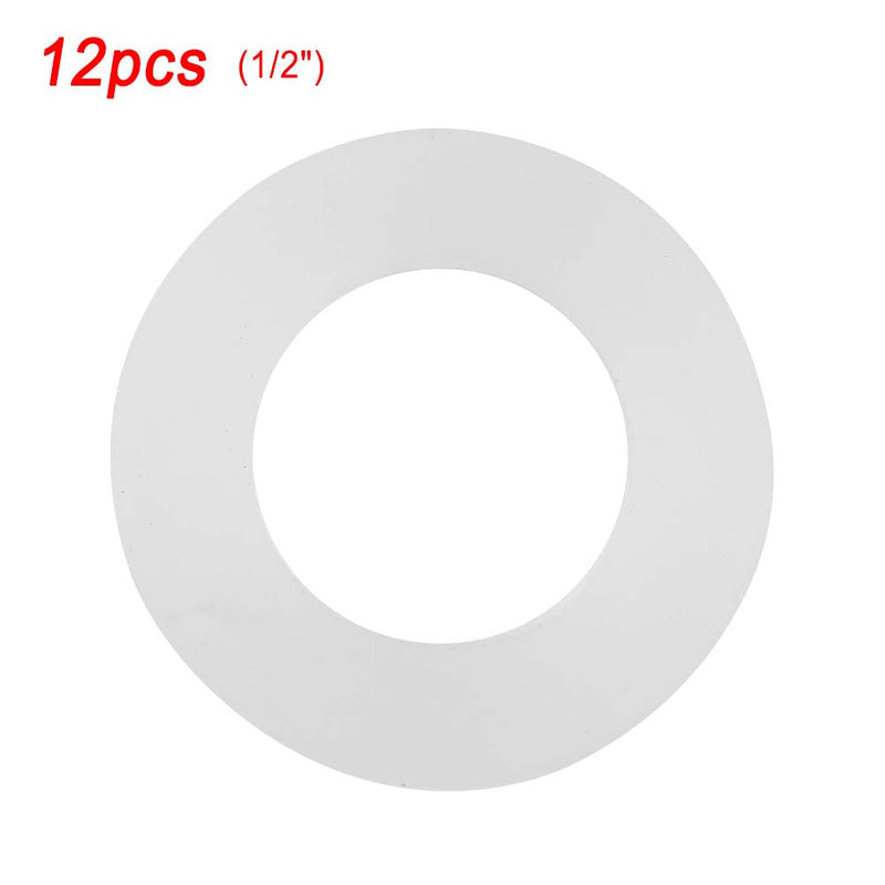 12PCS Silicone Gaskets Flat Washers Rubber O Ring Sealing Washers Assortment Kit for Sealing Faucet Pipe Water Tap Bellows Hoses (1/2") 1/2"