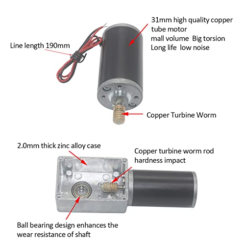 POCREATION Speeds Reduction Motor, High Torsion Speed Reduce Electric Motor Reversible Gear Motor 8mm Shaft 12V Gear Motor Replacement Parts (12V,130RPM)