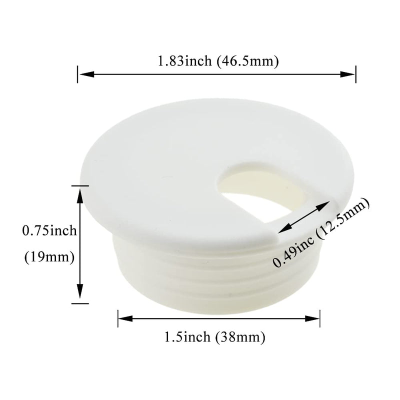 HAHIYO 2Pcs 1.5Inch/38mm White ABS Plastic U-Shaped Desk Grommet Wire Grommet Cable Management Cord Hole Cover Desk Wire Hole Insert Wire Organizer for Computer Office Home School Equipment Systems U-shaped-1.5in-White-2P