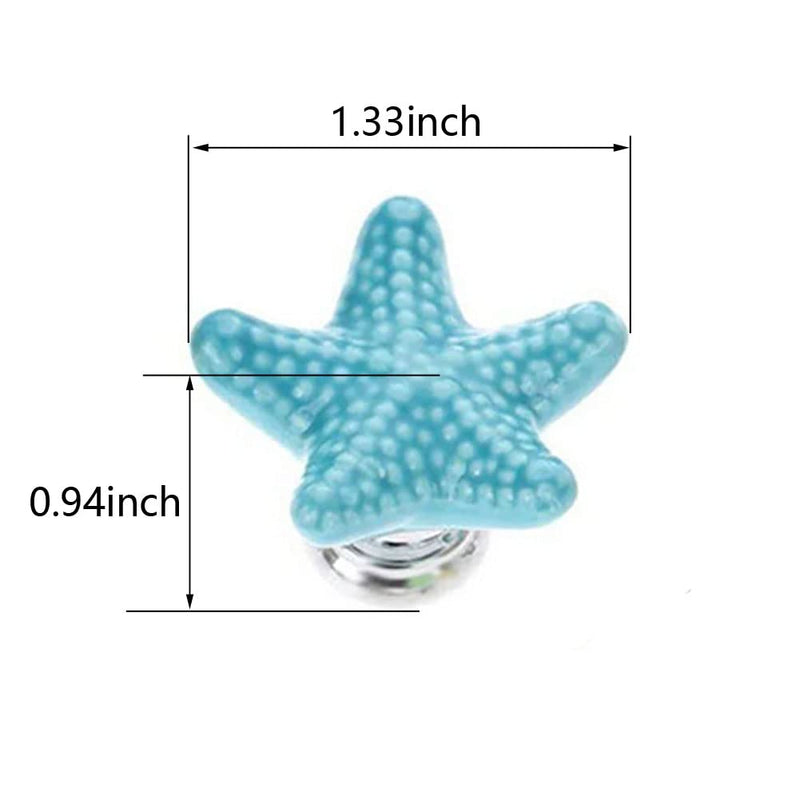 Ocean Coastal Theme Cabinet Knobs Starfish Drawer Knobs Beach Kitchen Knos for Cabinets Blue 8Pcs