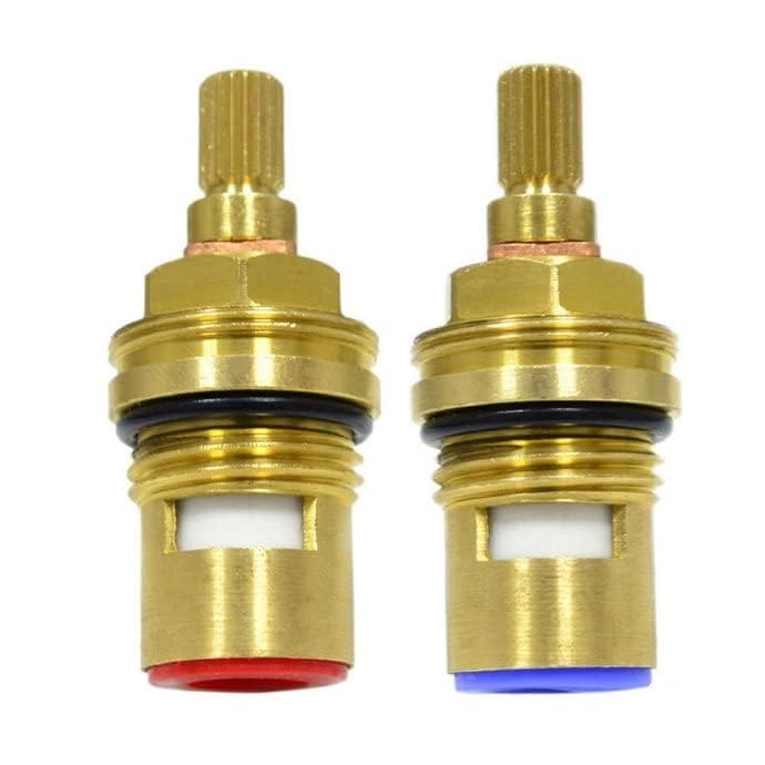 Huashan Replacement Brass Ceramic Disc Stem Cartridge Faucet Valve Quarter Turn 1/2" X 53mm x 12mm spline length 20 teeth(PAIR Hot & Cold) - NewNest Australia
