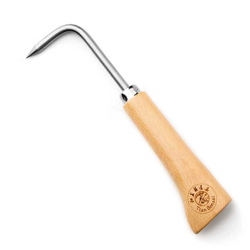 tianbonsai Bonsai Tools Hook 22.5 cm Wooden Handle Stainless Steel Hook Robust Very Firm and Durable Made