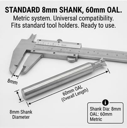 FTVOGUE Lathe Milling Dovetail Bit Cutter End Mill Tool 4 Flute Cutting Tool Cemented Carbide Universal Straight Shank (60 Degree)