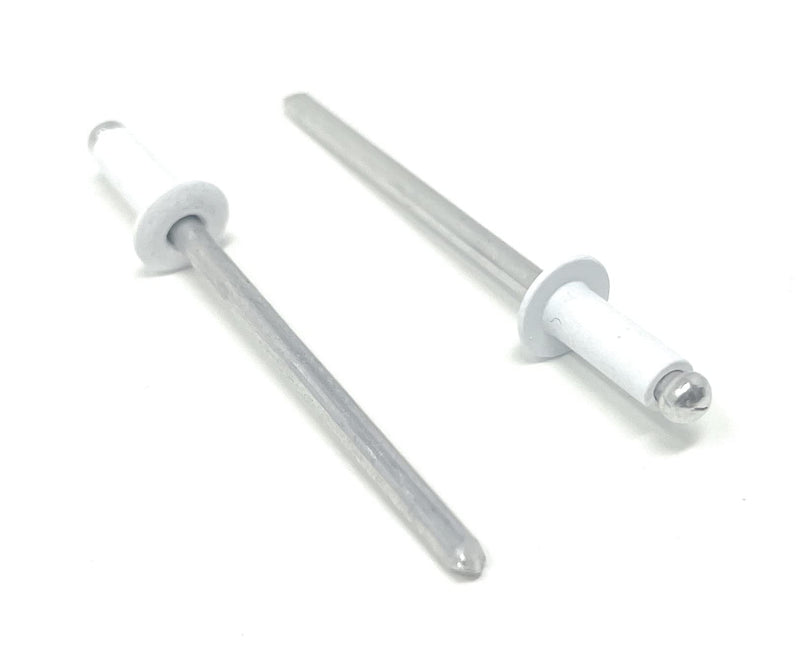Metal Magery 100 White Aluminum Open End Pop Rivets 4-3 1/8" x 3/16" (.126-.187 Inch Grip Range) QTY: 100 4-3 1/8" x 3/16" (.126-.187 Inch Grip Range)