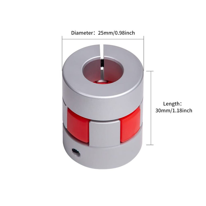 Aluminium Plum Flexible Shaft Coupling Diameter 25mm Length 30mm Connector Flexible Coupler for 3D Printer CNC Machine and Servo Stepped Motor (D25 L30, 8-8mm)